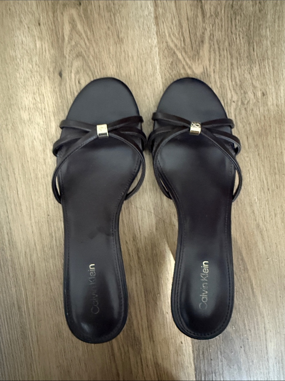 Calvin Klein Brown Strappy Kitten Heels